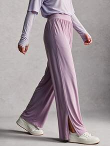Activina Women's Solid Color Pleated Casual Versatile Daily Travel Sports Long Pants - Mauve Purple - View 6