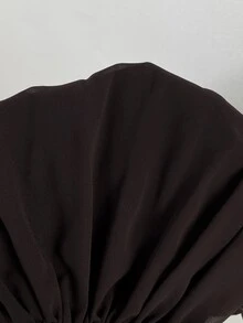 SHEIN PETITE 女款百褶掛脖領腰部綁帶露背背心 - 巧克力棕 - 查看 8