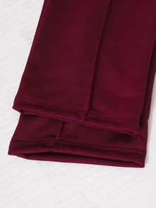 SHEIN 女童休閒 80 年代風格 2 件套，字母印花立領運動衫與短褲，適合秋季、校園、日常穿著、運動、上學，酒紅色 - 彩色 - 查看 5