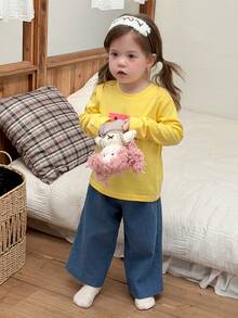 Dazy Kids Infant (Girl) Round Neck Short Sleeve T-Shirt And Long Pants 2 Pieces Set Loungewear - Blue - View 8