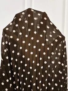 SHEIN Maternity Gentle French Polka Dot Print Long Sleeve Dress - Brown - View 6