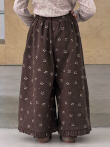 DAZY Girls' (Ditsy Ditsy Floral Wide Leg Casual Pants With Frill Trim, Cute And Stylish Fall - Brown - View 2