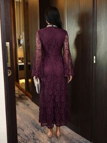 Yasmyna Women's Elegant Lace Beaded Decor Arabian Dress - Apricot - View 2