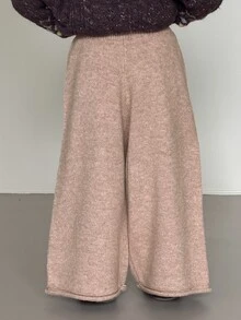 Dazy Kids Young Girl) Autumn/Winter Sweater Pants Wide Leg Thick Basic Young Girl Pants - Apricot - View 2