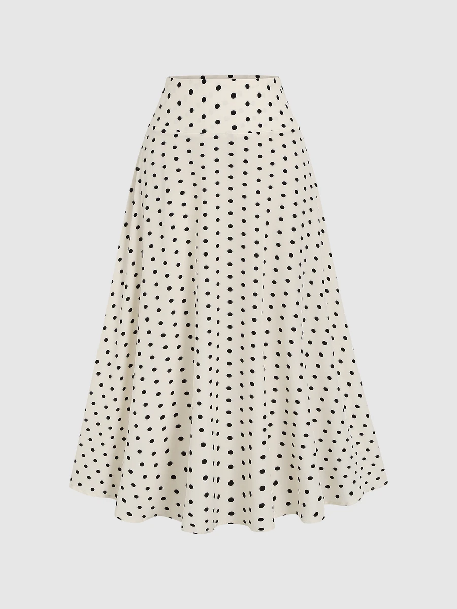 Sweetra Rok Wanita Ukuran Besar Motif Polkadot Kasual Serbaguna untuk Pemakaian Sehari-hari - Aprikot - View 1