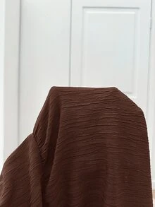 SHEIN 青少年女孩編織棕色圓領寬鬆休閒洋裝 - 棕色 - 查看 7