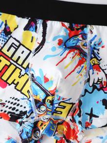 SHEIN 兒童青少年男孩運動休閒籃球與遊戲機圖案彈性腰頭四角內褲 6件組 - 彩色 - 查看 4