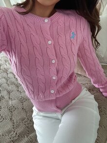 Livesso Women's Single-Breasted Casual Daily Long Sleeve Cardigan Fall Winter - Pink - View 5