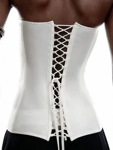 LYSMO Women's Casual White Bandeau Top With Front Tie - White - View 6