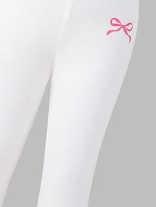 SHEIN 女童針織純色修身休閒內搭褲 - 白色 - 查看 4
