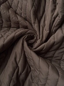 Pariaura Autumn/Winter New Minimalist Silhouette Lapel Belted Water-Wave Striped Quilted Long Padded Coat Jacket - Coffee Brown - View 6