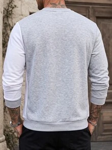 Manfinity CasualCool Fashion Colorblock Men's Pullover Sweatshirt - Light Grey - View 2