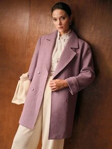 MOTF PREMIUM WOMEN'S SOLID COLOR CASUAL VERSATILE DAILY WEAR WOOL BLEND JACKET - Dusty Pink - View 5