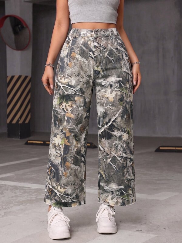 Jeanoix Plus Size Women's Fashion Printed Denim Jeans