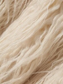 Livesso White Long Curly Faux Fur Loose Short Open Front Long Sleeve Fashion Jacket - White - View 9
