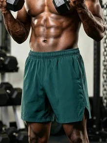GymBeat Men's Casual Loose Fit Sports Shorts, Gym - Green - View 5