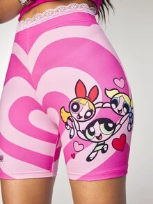 THE POWERPUFF GIRLS X SHEIN Women's Waist Contrast Lace Undershorts - Pink - View 6