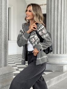 Pariaura Women's Colorblock Casual Versatile Daily Wear Cardigan - Multicolor - View 4