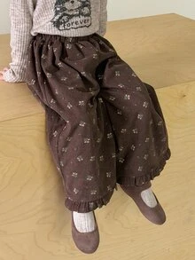 DAZY Girls' (Ditsy Ditsy Floral Wide Leg Casual Pants With Frill Trim, Cute And Stylish Fall - Brown - View 11