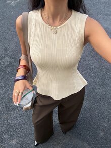 Siren Gaze Women's Solid Color Casual Versatile Daily Knit Top - White - View 6