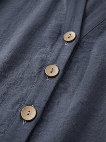 Holdful Holdful 女款秋季服飾 光滑梭織優雅簡約休閒夏季襯衫 工作襯衫 - 霧霾藍 - 查看 3