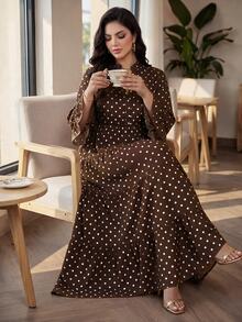 Auveirra Plus Size French Elegant Polka Dot Print Dress - Multicolor - View 6