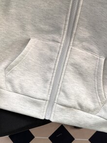 SHEIN Sparklyn 青少年女孩純色蝴蝶結裝飾袖子抓絨內裡運動衫外套 返校風格 - 彩色 - 查看 4