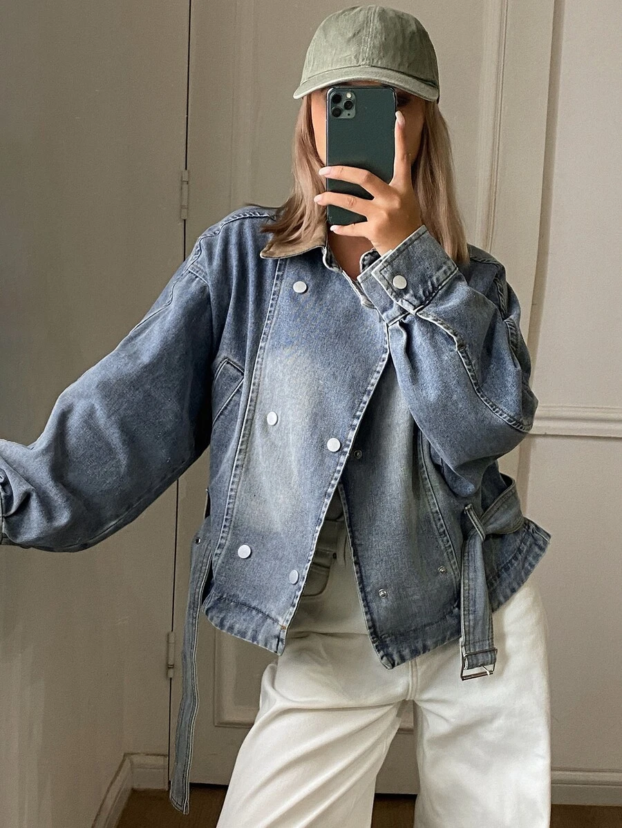 Livesso Women's Casual Versatile Daily Long Sleeve Denim Jacket Fall - Light Wash - View 1