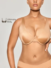 SHAPORA 1pc Plus Size Premium Apricot Underwire Push-Up Bra With 3-Row Hook And Side-Smoothing Design For Women - Multicolor - View 4