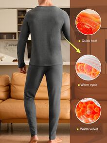Manfinity Underwear&Sleepwear Basics Fashionable Men's 2-Piece Set - Grey - View 2