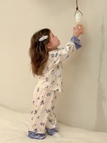 Dazy Kids Infant (Girl) Collared Long Sleeve Top & Long Pants 2 Pieces Set Loungewear - White - View 6