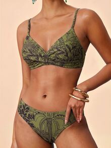 Travachic 女款夏季海灘全印花性感比基尼三角褲兩件式泳衣套裝 - 彩色 - 查看 1