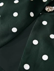 BELROSIE 法式優雅女士通勤百搭波點精緻水鑽鈕扣收腰顯瘦長袖修身女款西裝外套 - 墨綠色 - 查看 7