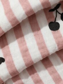 DAZY Infant/Toddler (Girl) Collared Striped All-Over Print Comfortable Long Sleeve Shirt & Long Pants 2 Pieces Set Loungewear - Baby Pink - View 3