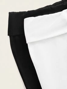 SHEIN EZwear 95%棉 2件組女款休閒低腰直筒褲，女款休閒套裝，瑜伽褲，女款秋季服飾，冬季服飾，2026秋冬，休閒，Y2K，女款通勤套裝，基本款，牛仔女郎，復古，返校，外出，學校，2000年代服飾 - 彩色 - 查看 7