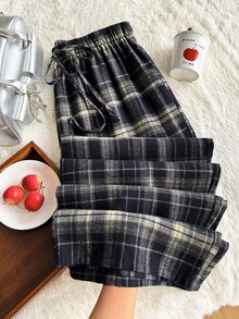 Comfortcana Plus Size Autumn/Winter Collegiate Style Straight Leg Pants - Navy Blue - View 1