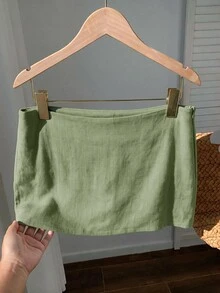 SHEIN EZwear 女款休閒舒適薄荷綠裙子 - 綠色 - 查看 6
