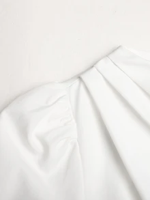 SHEIN Tween女孩花卉條紋印花拼接對比色長袖休閒洋裝，女孩休閒時尚通勤立領燈籠袖A字下擺洋裝，黑白配色適合秋季時尚穿搭，返校穿搭 - 黑與白 - 查看 4