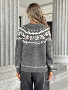 Pariaura Women's Colorblock Casual Versatile Daily Wear Cardigan - Multicolor - View 2