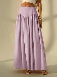 SHEIN Tall Women's Solid Color Casual Versatile Daily Wear Skirt - Mauve Purple - View 4