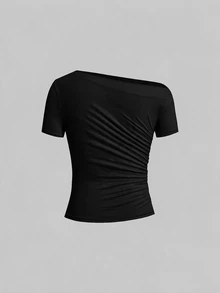SHEIN Clasi 女款波點百褶修身百搭日常休閒短袖T恤 3件組 - 彩色 - 查看 5