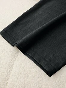 SHEIN Tall Celana Panjang Wanita Ukuran Besar dengan Pinggang Kontras dan Potongan Lurus - Dark Grey - View 7