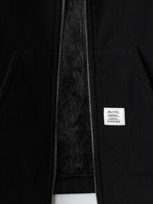 SHEIN Clasi 大尺碼女款純色抓絨內裡休閒百搭日常長袖夾克 - 黑色 - 查看 11