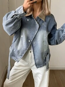 Livesso Women's Casual Versatile Daily Long Sleeve Denim Jacket Fall - Light Wash - View 4
