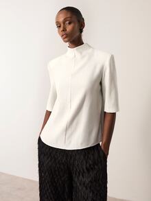 MERLEAU Women's Modern Textured Solid Color Elegant Top Street Style Hot Girl - Silver - View 4
