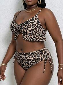 Swim SXY Plus Size Women 2-Piece Random Leopard Print Casual Swimsuit Set - Multicolor - View 3