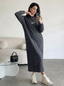 Solavon Women's Casual Long Sweatshirt, Autumn - Grey - View 4