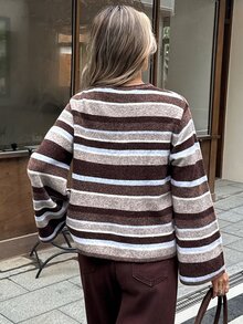 SHEIN Frenchy Autumn/Winter Casual Color-Block Striped Sweater - Apricot - View 2