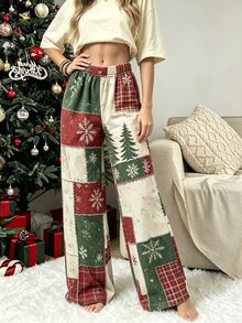 Selamara 女款聖誕美式復古休閒節日圖案寬鬆寬腿運動長褲 - 彩色 - 查看 5