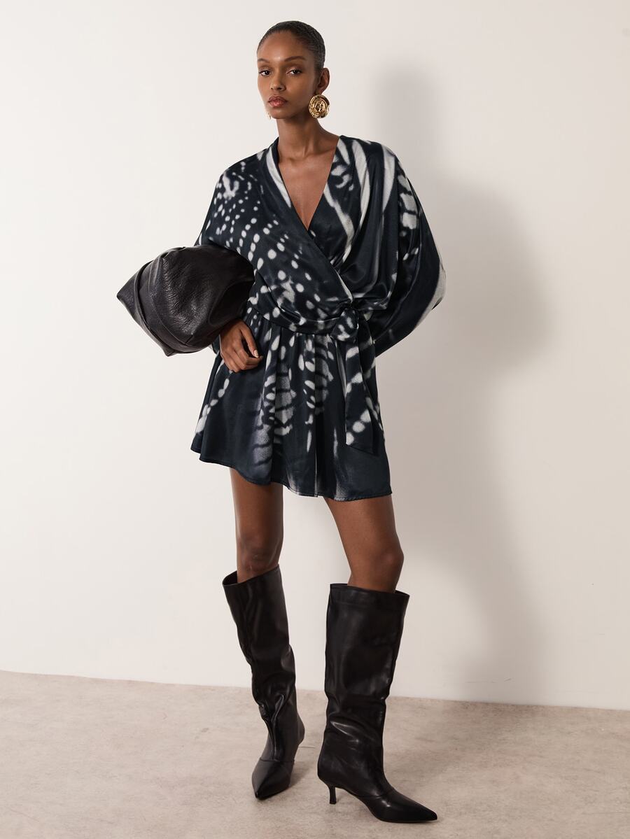 MERLEAU Women's Modern Mini Black & White Print Dress - Multicolor - View 1